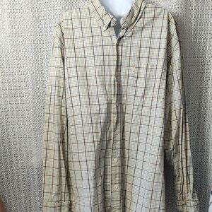 Classic Beige Plaid Button-Down Shirt